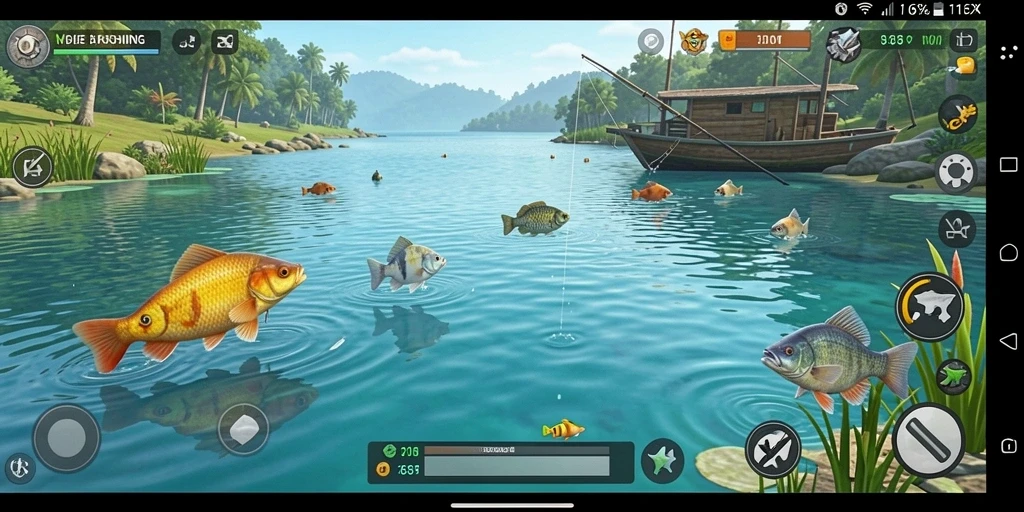 Tampilan gameplay menarik dari 116X dengan pengalaman memancing.