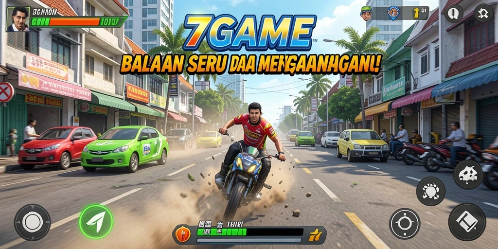 Screenshot menampilkan aksi balapan seru dalam 7GAME.