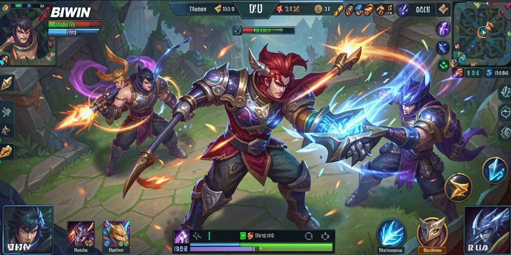 Screenshot gameplay seru dalam pertarungan MOBA BIWIN.
