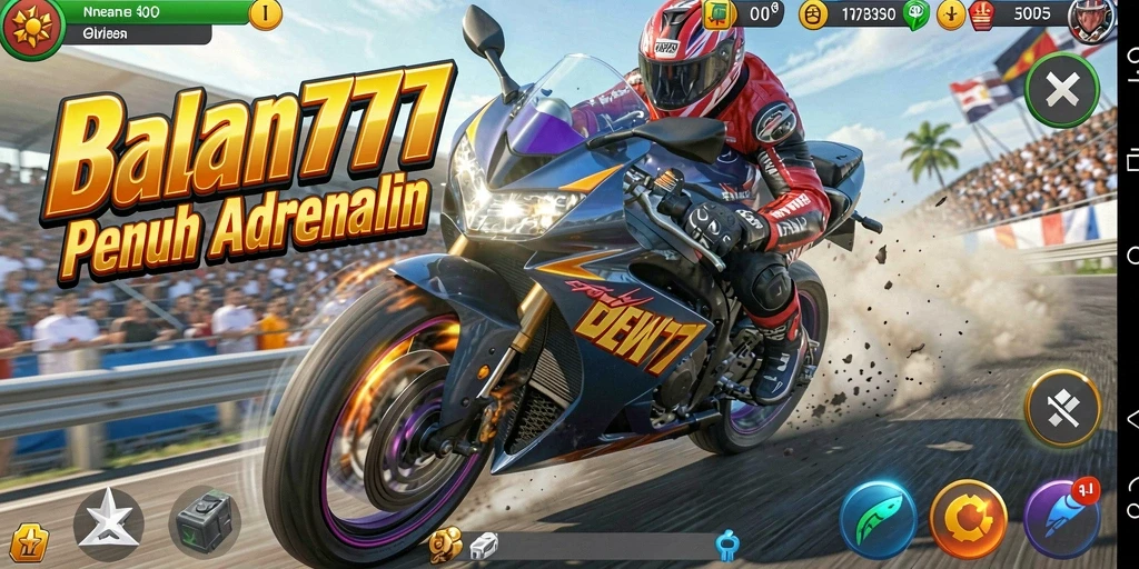 Tampilan gameplay menegangkan di DEWA777 dengan balapan motor seru.