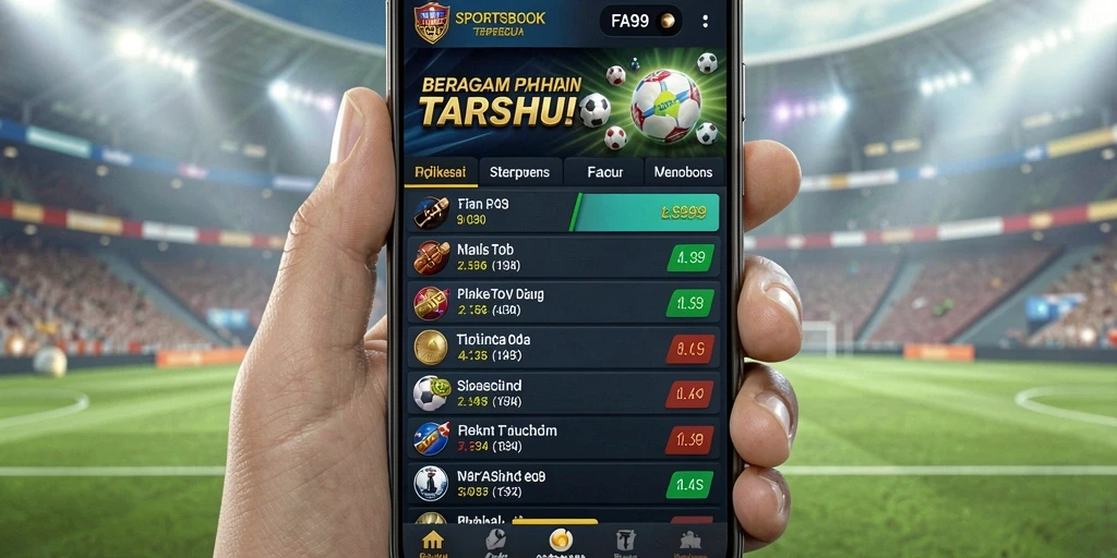 Screenshot utama FA99 menampilkan antarmuka taruhan olahraga yang menarik.