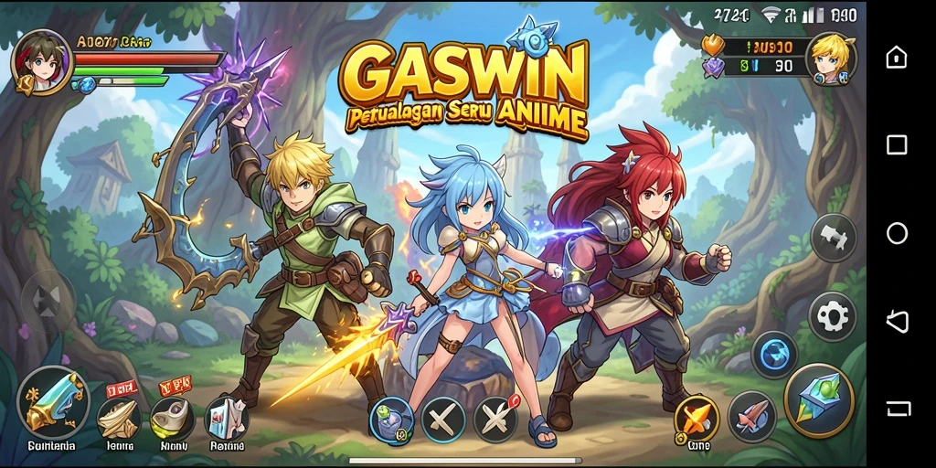 Screenshot GASWIN menampilkan aksi seru dalam dunia Anime.