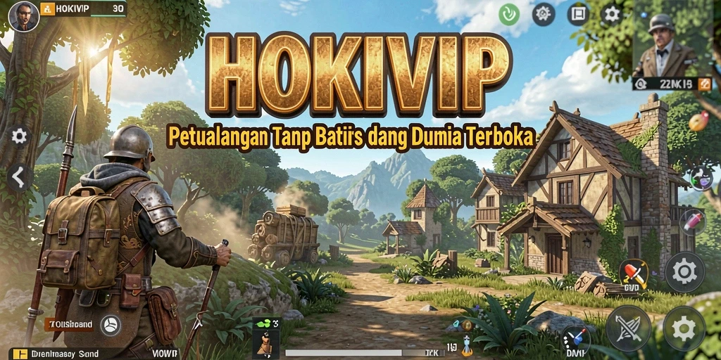 Gameplay HOKIVIP menampilkan petualangan seru di dunia terbuka yang luas.