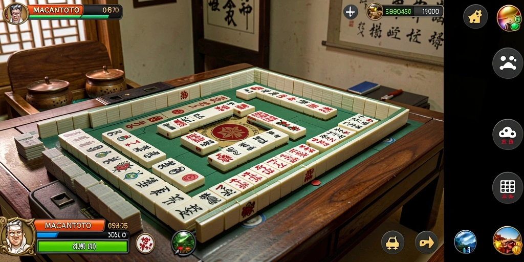 Screenshot utama permainan Mahjong yang menampilkan antarmuka <strong>MACANTOTO</strong>.