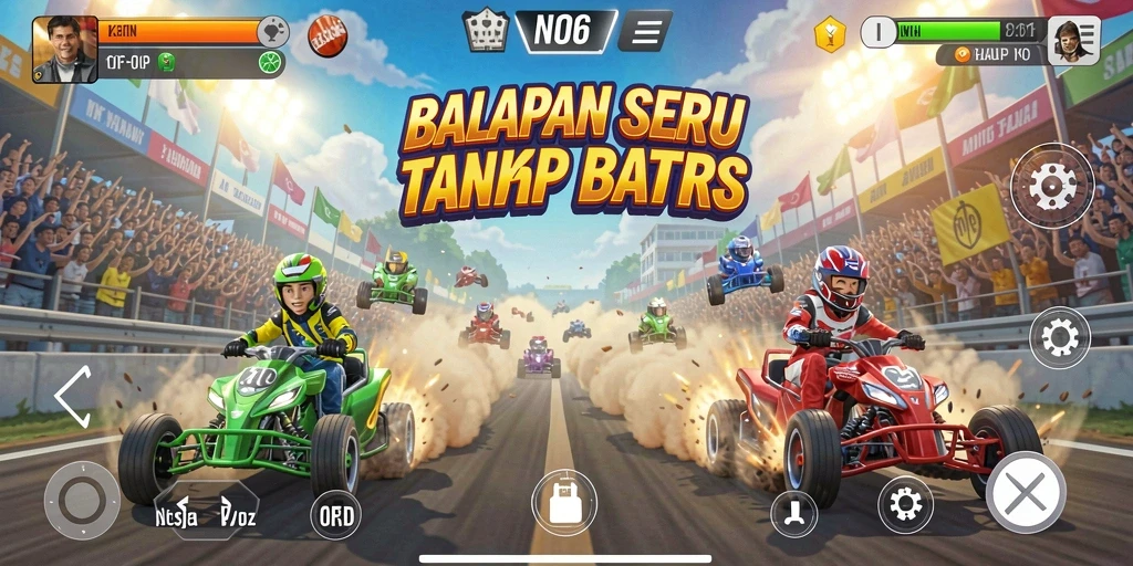 Tampilan gameplay N06 yang mendebarkan dan penuh aksi balapan.