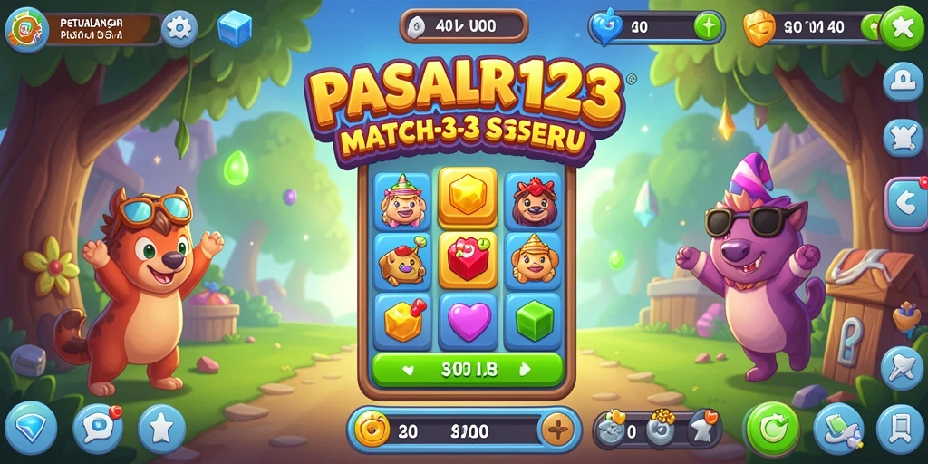 Tampilan gameplay PASAR123 yang penuh warna dan menantang.