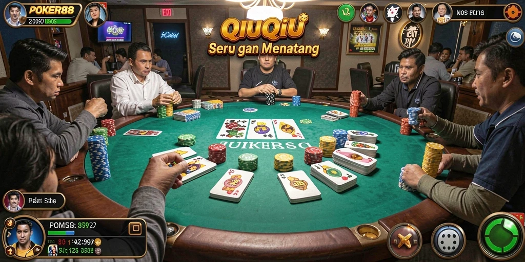 Tampilan grafis mengesankan dari gameplay QiuQiu POKER88.