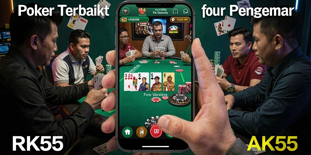 Screenshot utama RK55 menampilkan momen seru permainan Poker.
