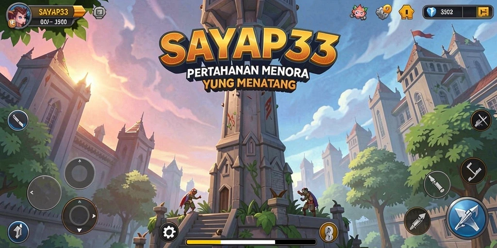 Tangkapan layar menampilkan aksi mendebarkan dalam SAYAP33 Tower Defense.