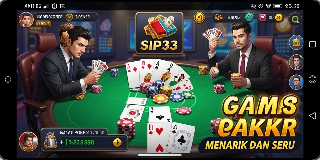 Tampilan gameplay SIP33 yang menarik dan penuh aksi poker.