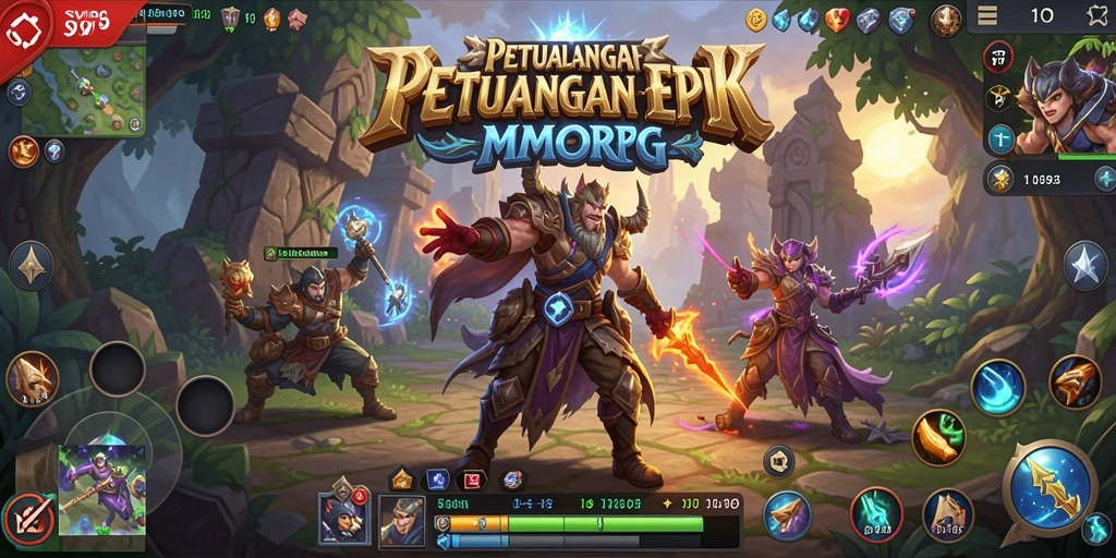 Tampilan gameplay epik dalam SVIP9, dunia MMORPG yang luas.