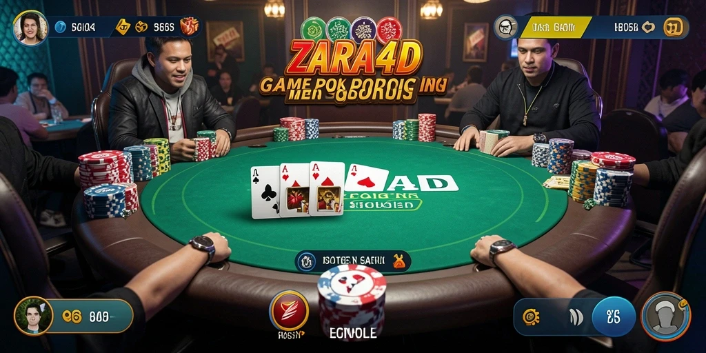 Screenshot gameplay ZARA4D menampilkan aksi seru dalam permainan Poker.